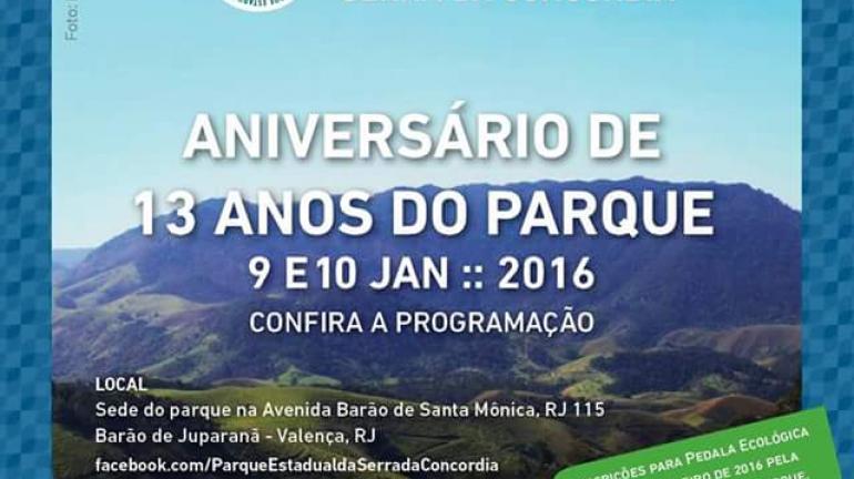 Parque Estadual da Serra da Concórdia comemora seu 13º aniversário com exposições, atividades recreativas e pedalada ecológica