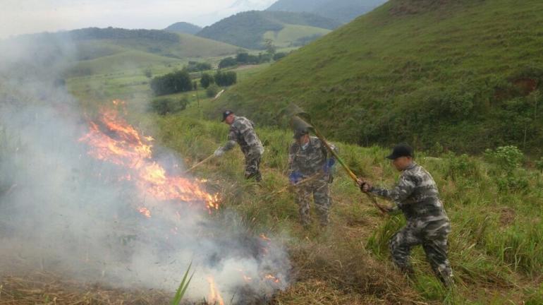 Servidores capacitados pelo Instituto Estadual do Ambiente participam de atividade prática de combate a incêndio florestal